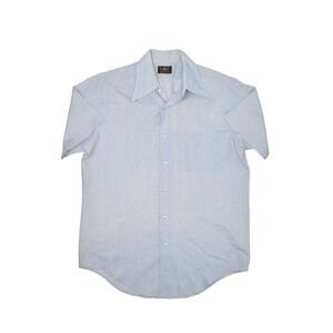 Vintage Towncraft Shirt Mens Medium Penneys Blue Short Sleeve Button Up Pattern